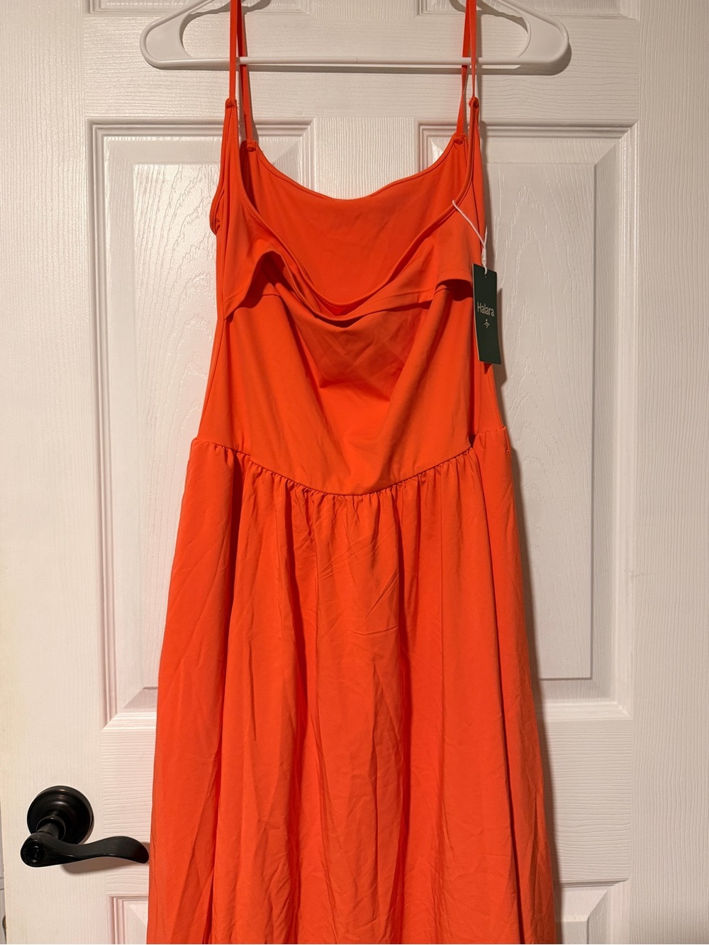 HALARA Bright Orange Cowl-Neck Maxi Dress